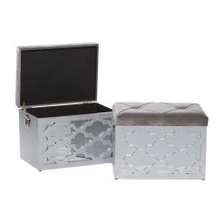 Cheapest 🌟 Set of 3 Gray Wood Glam Storage Bench, 15", 15", 21" by Ivory and Iris ⭐ -Cheap Ivory and Iris Store D493823S 7