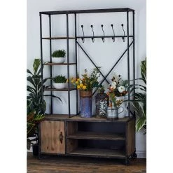 Best Sale ✨ 72'' Brown Multi-Tiered Industrial Rectangular Clothing Rack by Ivory and Iris 🎁 -Cheap Ivory and Iris Store D493825S 11