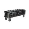 Coupon ✔️ Industrial Rectangular Black Faux Leather and Wood Storage Bench, 19" x 47" x 16" by Ivory and Iris 🔥