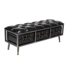 Wholesale ⭐ Black Industrial Wood Storage Bench, 18" x 48" by Ivory and Iris ❤️