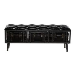 Wholesale ⭐ Black Industrial Wood Storage Bench, 18" x 48" by Ivory and Iris ❤️ -Cheap Ivory and Iris Store D493847S 10