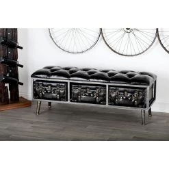 Wholesale ⭐ Black Industrial Wood Storage Bench, 18" x 48" by Ivory and Iris ❤️ -Cheap Ivory and Iris Store D493847S 12