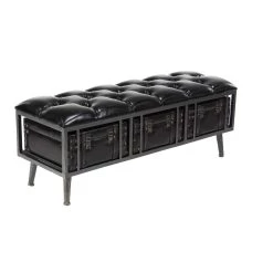 Wholesale ⭐ Black Industrial Wood Storage Bench, 18" x 48" by Ivory and Iris ❤️ -Cheap Ivory and Iris Store D493847S 3