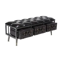 Wholesale ⭐ Black Industrial Wood Storage Bench, 18" x 48" by Ivory and Iris ❤️ -Cheap Ivory and Iris Store D493847S 4