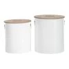 Best Sale 🔔 Set of 2 White Metal Farmhouse Storage Stool, 18", 16" by Ivory and Iris 🧨