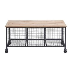 Best Sale 🌟 Brown Industrial Metal Storage Cart, 19" x 39" by Ivory and Iris 👏