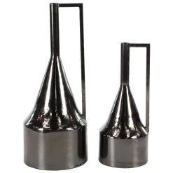 Hot Sale 🛒 Set of 2 Black Metal Glam Vase, 17", 22" by Ivory and Iris ⌛