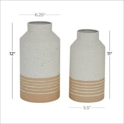 Flash Sale 😍 Set of 2 White Metal Farmhouse Vase, 11", 12" by Ivory and Iris 🎉 -Cheap Ivory and Iris Store D494154S 6