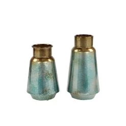 Deals 💯 Set of 2 Turquoise Metal Rustic Vase, 15", 12" by Ivory and Iris ⌛ -Cheap Ivory and Iris Store D494159S 3