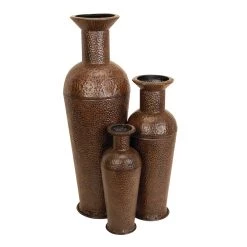 Promo 👏 Set of 3 Brown Metal Traditional Vase, 50", 35", 26" by Ivory and Iris ✨