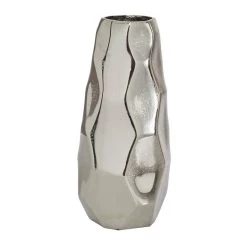 Discount 😀 Contemporary Geometric-Style Metallic Silver Aluminum Vase, 12" x 5.7" x 5.4" by Ivory and Iris 🔔 -Cheap Ivory and Iris Store D494180S 5