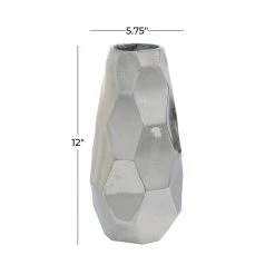 Discount 😀 Contemporary Geometric-Style Metallic Silver Aluminum Vase, 12" x 5.7" x 5.4" by Ivory and Iris 🔔 -Cheap Ivory and Iris Store D494180S 6