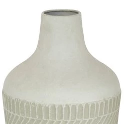 Buy 🧨 White Metal Contemporary Style Vase, 13" x 8" x 8" by Ivory and Iris 👏 -Cheap Ivory and Iris Store D494190S 3