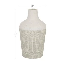 Buy 🧨 White Metal Contemporary Style Vase, 13" x 8" x 8" by Ivory and Iris 👏 -Cheap Ivory and Iris Store D494190S 5