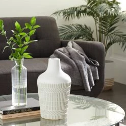 Buy 🧨 White Metal Contemporary Style Vase, 13" x 8" x 8" by Ivory and Iris 👏 -Cheap Ivory and Iris Store D494190S 6