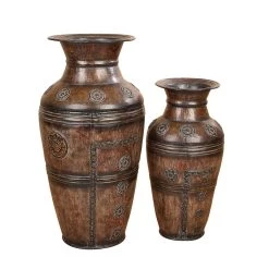 Outlet ✔️ Set of 2 Brown Metal Rustic Vase, 29", 22" by Ivory and Iris 🔔