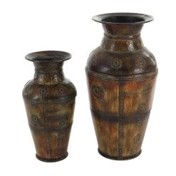 Outlet ✔️ Set of 2 Brown Metal Rustic Vase, 29", 22" by Ivory and Iris 🔔 -Cheap Ivory and Iris Store D494193S 5