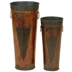 Buy 🌟 Set of 2 Brown Metal Rustic Vase, 21", 16" by Ivory and Iris ✔️