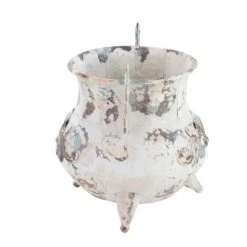 New ⌛ White Metal Vintage Vase, 11" x 11" x 11" by Ivory and Iris 👏 -Cheap Ivory and Iris Store D494199S 3