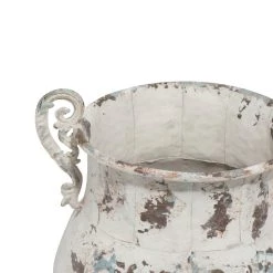 New ⌛ White Metal Vintage Vase, 11" x 11" x 11" by Ivory and Iris 👏 -Cheap Ivory and Iris Store D494199S 6