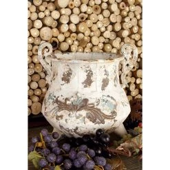 New ⌛ White Metal Vintage Vase, 11" x 11" x 11" by Ivory and Iris 👏 -Cheap Ivory and Iris Store D494199S 9