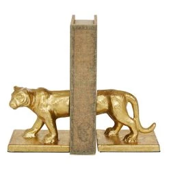 New 😀 5" Gold Iron Cougar Glam Bookends by Ivory and Iris 🎉