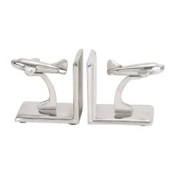 Best Pirce π 5" Silver Aluminum Contemporary Plane Bookends by Ivory and Iris π