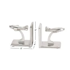 Best Pirce 🛒 5" Silver Aluminum Contemporary Plane Bookends by Ivory and Iris 🎁 -Cheap Ivory and Iris Store D494218S 8