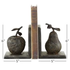 Deals 🔔 6" Gray Metal Rustic Fruit Bookends by Ivory and Iris 🎉 -Cheap Ivory and Iris Store D494221S 6
