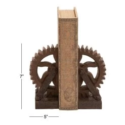 Hot Sale ❤️ 7" Brown Industrial Gear Bookends by Ivory and Iris 👏 -Cheap Ivory and Iris Store D494226S 8