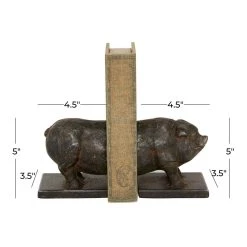 Hot Sale 😍 5" Brown Iron Farmhouse Bookends by Ivory and Iris ✨ -Cheap Ivory and Iris Store D494229S 6