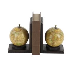 Promo ✔️ 8" Rustic Brown Wood Globe Bookends by Ivory and Iris 🌟 -Cheap Ivory and Iris Store D494232S 2