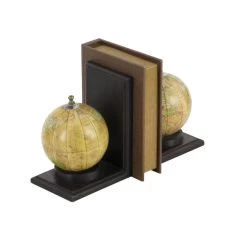 Promo ✔️ 8" Rustic Brown Wood Globe Bookends by Ivory and Iris 🌟 -Cheap Ivory and Iris Store D494232S 3