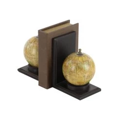 Promo ✔️ 8" Rustic Brown Wood Globe Bookends by Ivory and Iris 🌟 -Cheap Ivory and Iris Store D494232S 5