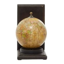 Promo ✔️ 8" Rustic Brown Wood Globe Bookends by Ivory and Iris 🌟 -Cheap Ivory and Iris Store D494232S 7