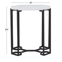 New ✨ 18" White Iron Contemporary Accent Table by Ivory and Iris 🤩 -Cheap Ivory and Iris Store D494348S 7