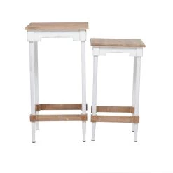 Best Sale π Brown & White Wood Farmhouse Accent Table Set by Ivory and Iris π§¨