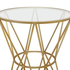 Brand new 😀 21" Gold Iron Contemporary Accent Table by Ivory and Iris 🎁 -Cheap Ivory and Iris Store D494352S 3