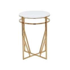 Hot Sale 😀 21" Gold Iron Contemporary Accent Table by Ivory and Iris ✔️
