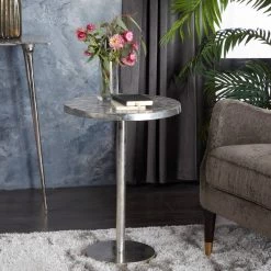 Discount 🛒 Silver Aluminum Contemporary Accent Table by Ivory and Iris 🌟 -Cheap Ivory and Iris Store D494355S 10