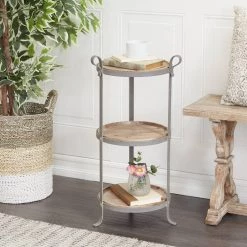 Hot Sale ⌛ 28" Gray Iron Industrial Accent Table by Ivory and Iris 🛒 -Cheap Ivory and Iris Store D494365S 7