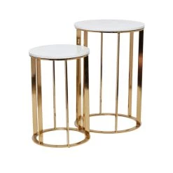 Budget 🛒 16" Gold Iron Contemporary Accent Table Set by Ivory and Iris 👏 -Cheap Ivory and Iris Store D494368S 4