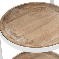 Hot Sale ✔️ 14" White Iron Farmhouse Accent Table by Ivory and Iris 🌟 -Cheap Ivory and Iris Store D494377S 4