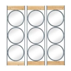 Wholesale 👍 Set of 3 Black Iron Industrial Wall Mirror, 37" x 11" by Ivory and Iris 🎉