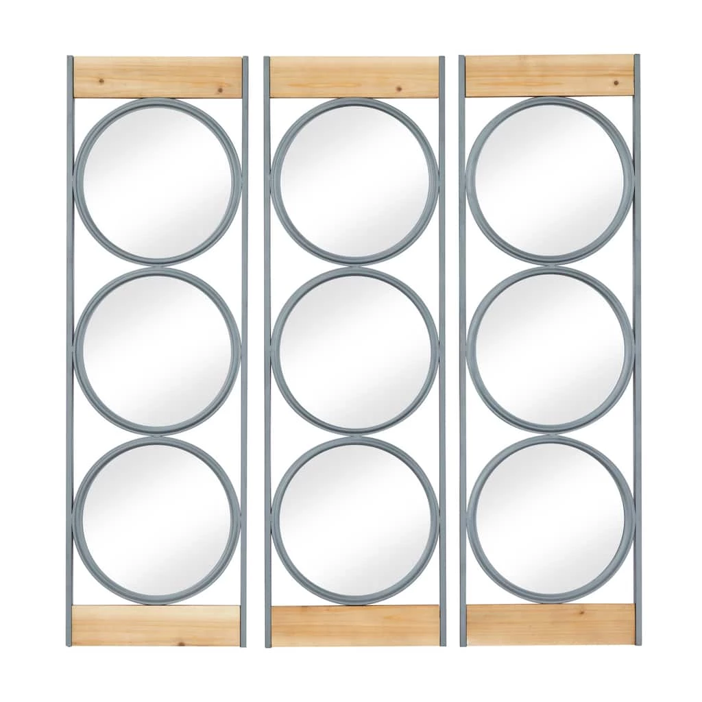Wholesale π Set of 3 Black Iron Industrial Wall Mirror, 37" x 11" by Ivory and Iris π 1 Wholesale π Set of 3 Black Iron Industrial Wall Mirror, 37" x 11" by Ivory and Iris π