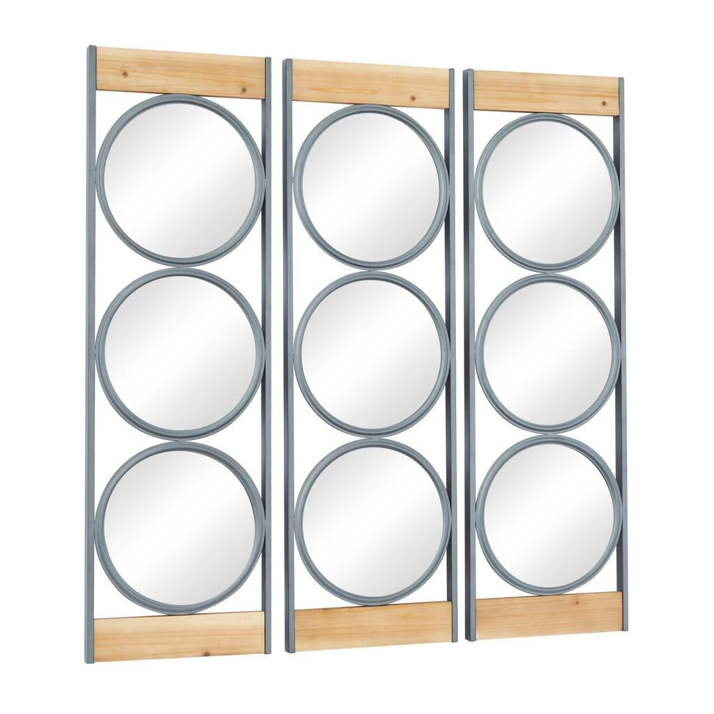 Wholesale π Set of 3 Black Iron Industrial Wall Mirror, 37" x 11" by Ivory and Iris π 2 Wholesale π Set of 3 Black Iron Industrial Wall Mirror, 37" x 11" by Ivory and Iris π - Image 2
