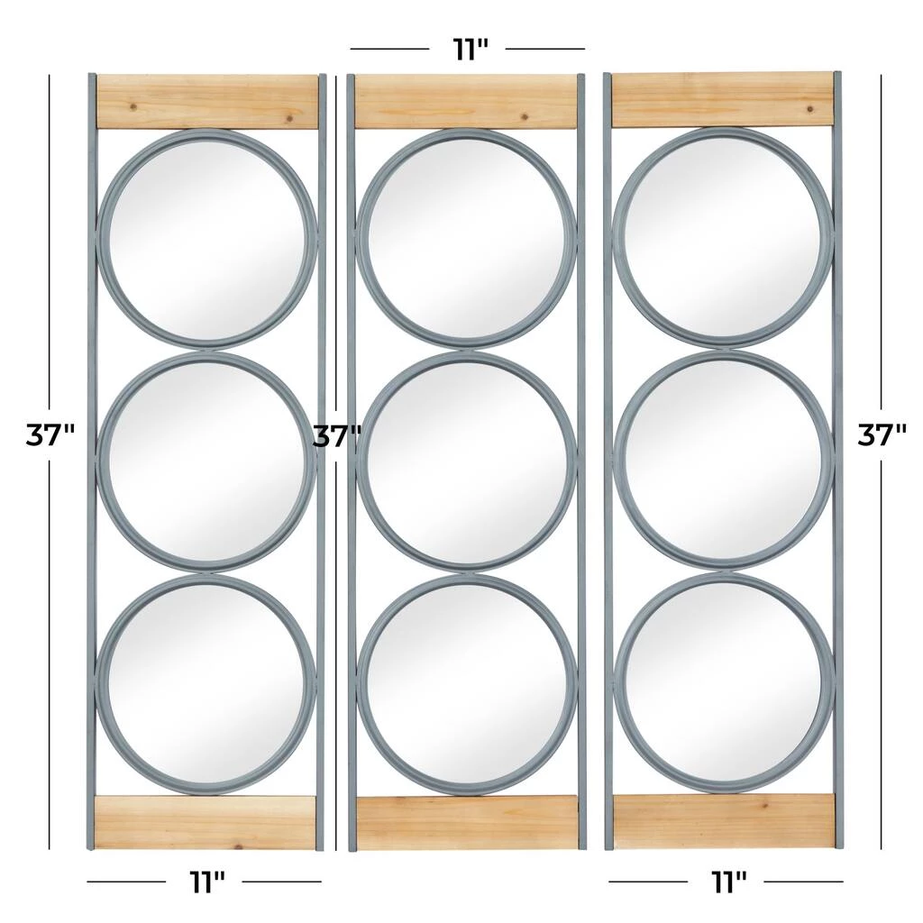 Wholesale π Set of 3 Black Iron Industrial Wall Mirror, 37" x 11" by Ivory and Iris π 6 Wholesale π Set of 3 Black Iron Industrial Wall Mirror, 37" x 11" by Ivory and Iris π - Image 6