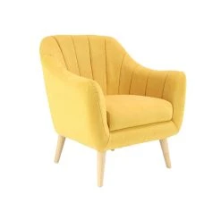 Discount 😀 Yellow Polyester and Wood Modern Accent Chair, 32" x 30" x 28" by Ivory and Iris 👍