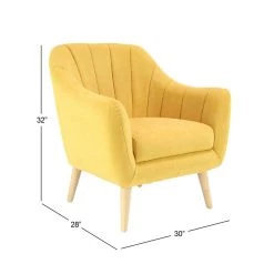 Discount 😀 Yellow Polyester and Wood Modern Accent Chair, 32" x 30" x 28" by Ivory and Iris 👍 -Cheap Ivory and Iris Store D494554S 7