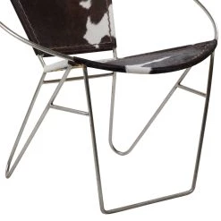 Best Pirce 💯 Set of 2 Black Goat Leather and Iron Contemporary Accent Chair, 29" x 30" x 25" by Ivory and Iris 💯 -Cheap Ivory and Iris Store D494555S 4